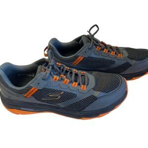Grey and orange skechers trainers